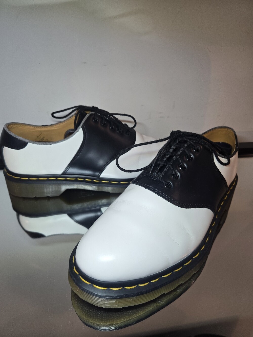 Dr Martens Rafi Saddle Shoe Oxford Women's 11 Men's 10 Black White Retro Punk